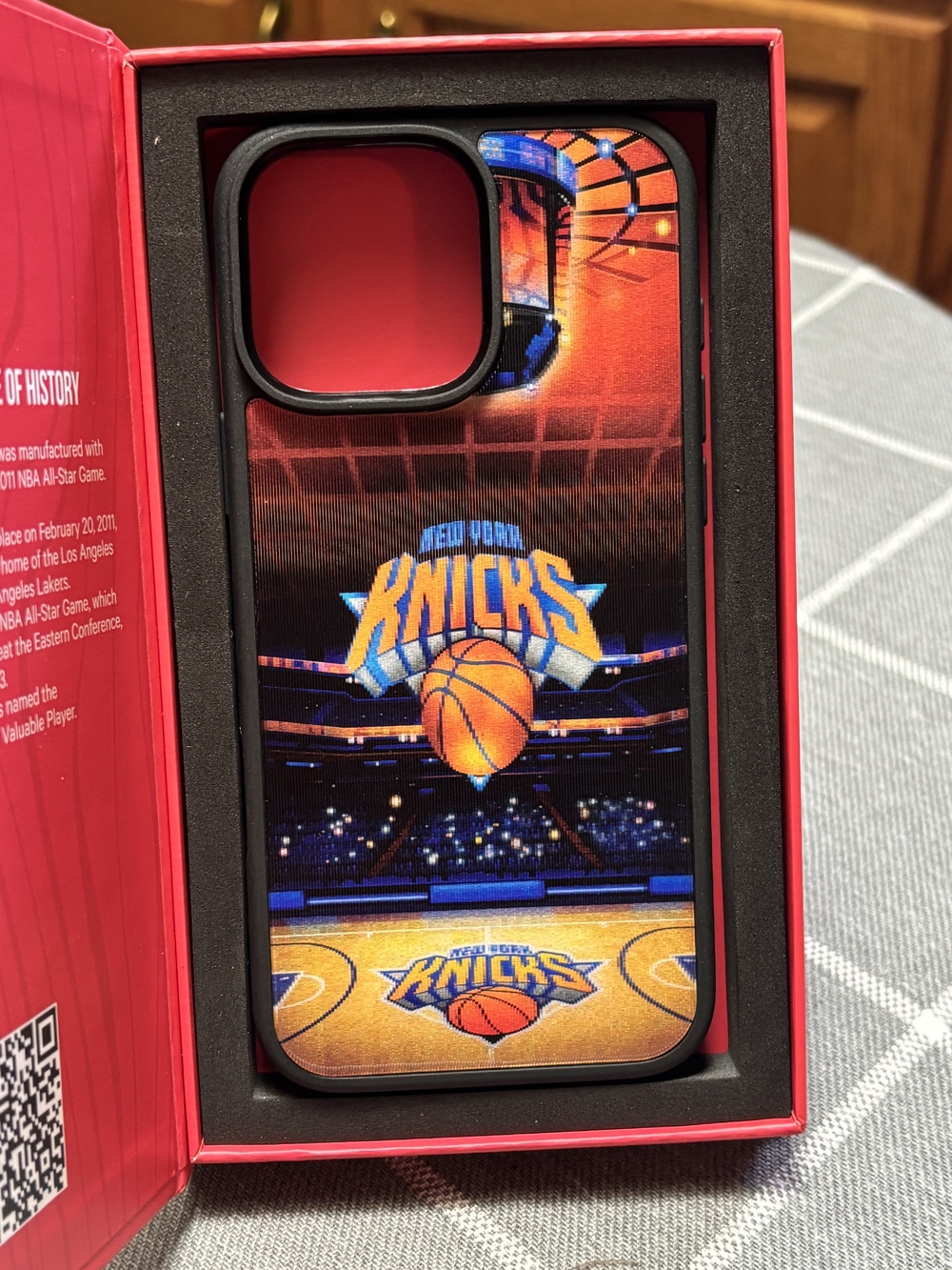 New York Knicks Basketball iPhone 16 Pro Max Case - Manufactured W/ Court Wood